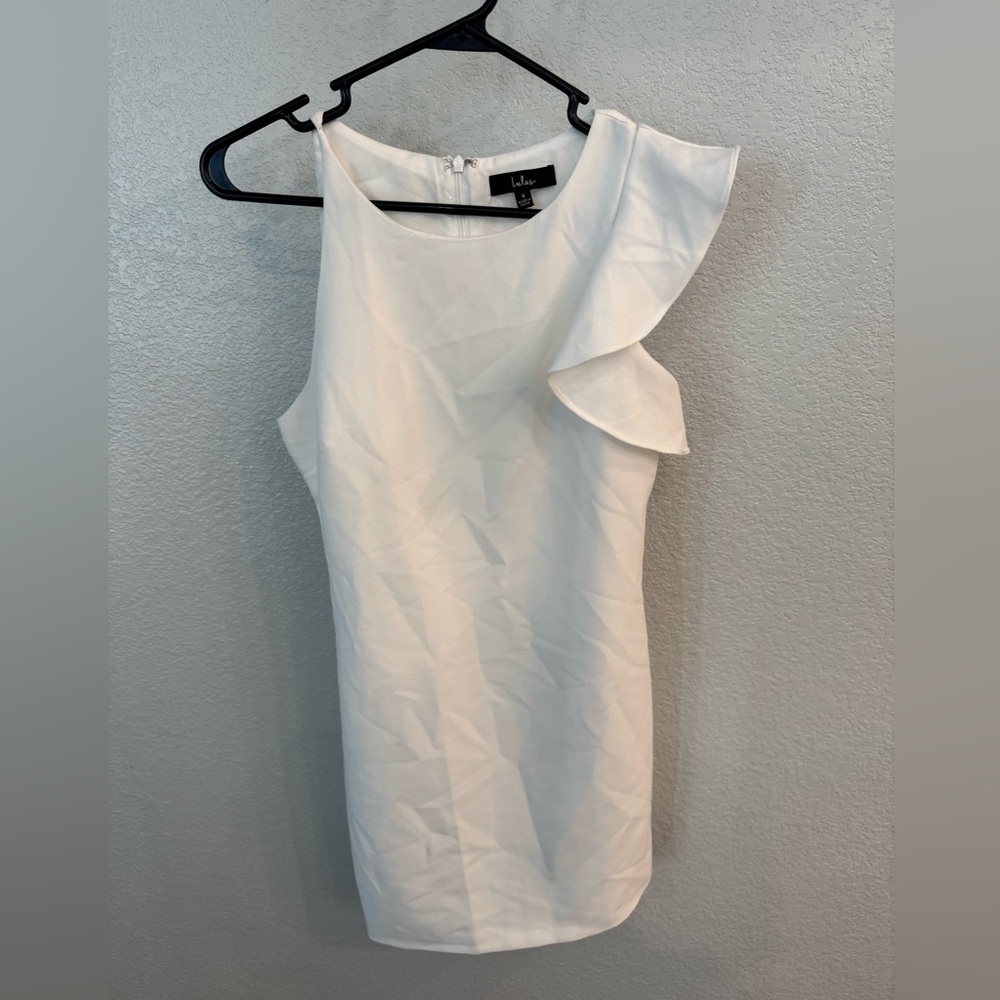 Lulu's One Shoulder White Dress with Ruffle